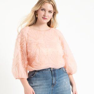 NWT Eloquii Tulle Cropped Top - Blush Pink - Size 16
